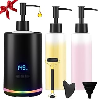 Massage Oil Lotion Warmer, Massage Oil Heater for SPA Massage Therapy and Personal Use, Portable Body Oil Warmer Dispenser with Two Massage Bottles, Adjustable Temperature(86-149°F), Black