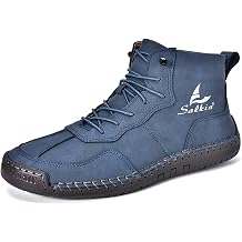 Mens Lace Up Italian Handmade Chukka Boots Leather Renaissance Barefoot High Top Ankle Boots Lightweight Non-Slip Waterproof Walking Driving Shoes