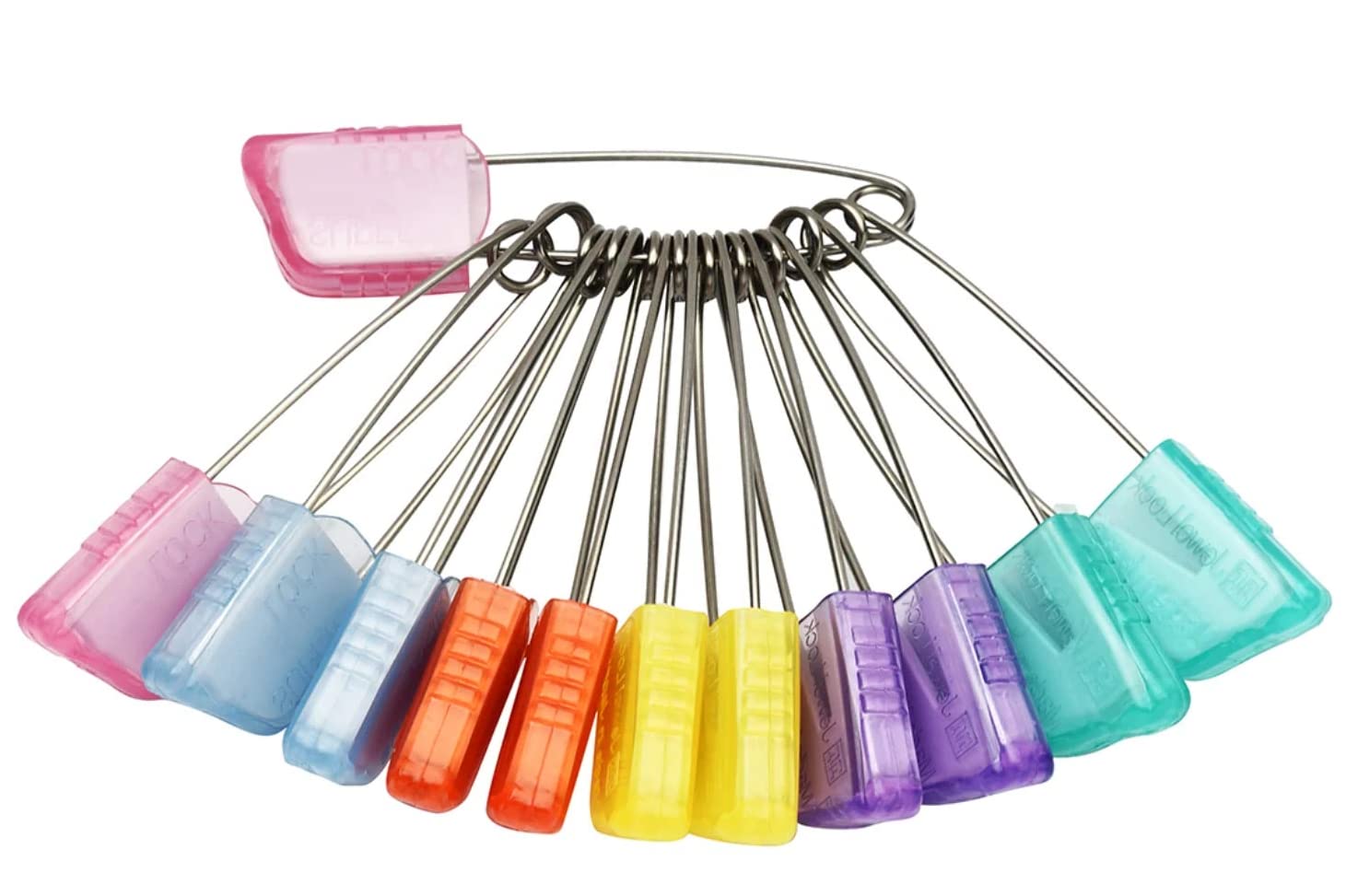 ayushicreationa Plastic Head Cloth Diaper Pins Nappy Pins for Baby Adult Cloth Safety Pins with Safe Lock Assorted Color Pack of 12