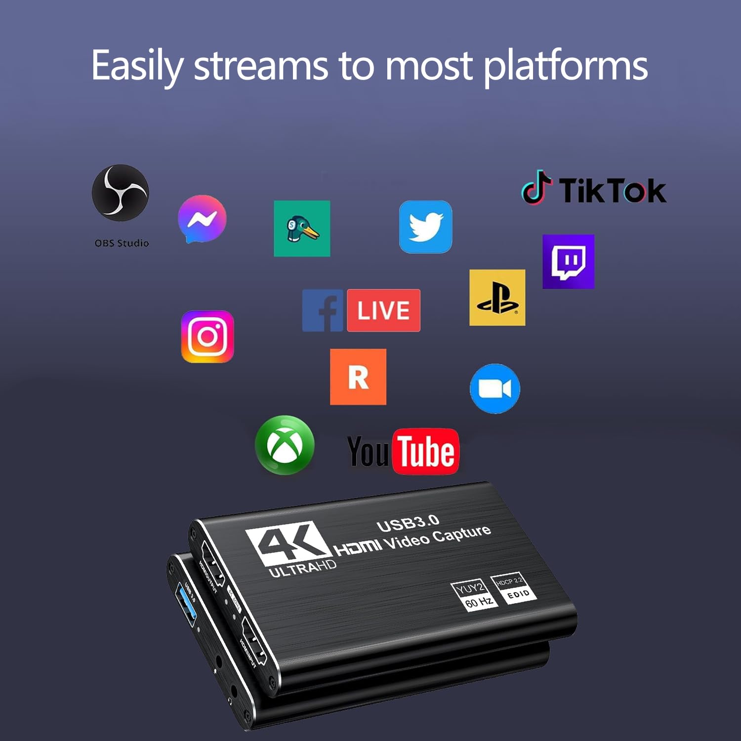 Scheda di acquisizione video, scheda di acquisizione audio video, scheda di acquisizione USB 3.0 4K HDMI Loop-Out, 1080P 60FPS/2K 30FPS Acquisizione videogiochi per streaming registrazione di giochi