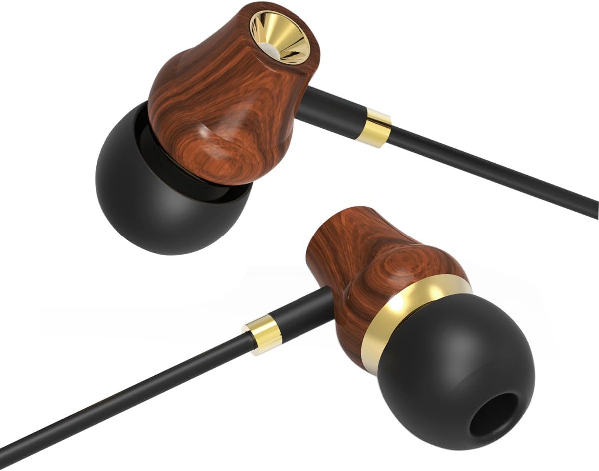 ZIOFEN Premium Wooden Headphones In-ear Noise-isolating Ear Buds with High Fidelity and Mic