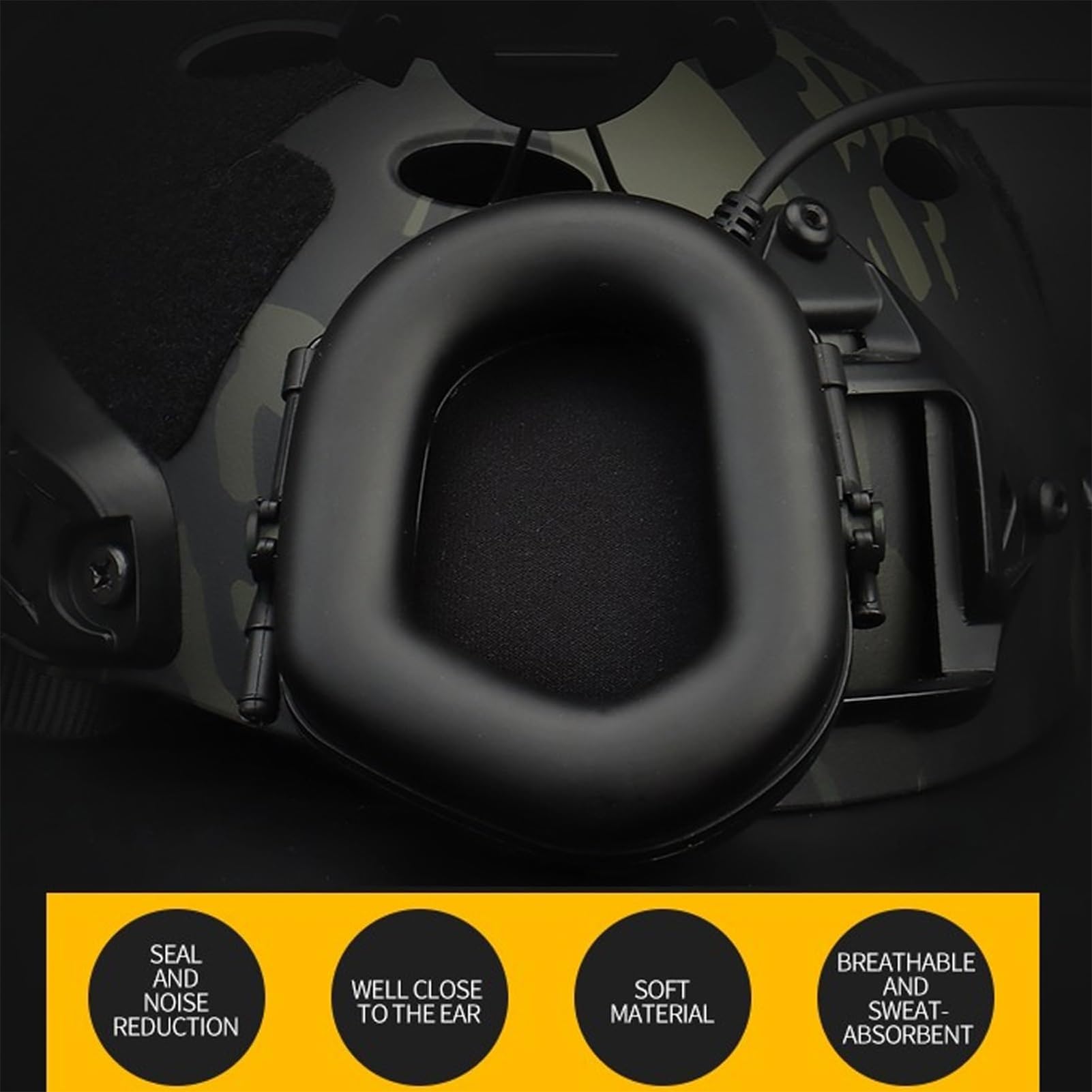 Cuffie Tattiche con Cancellazione del Rumore E Microfono Cuffie Antirumore Impermeabili, Casco Militare E Compatibili con Radio PTT per Caccia E Tiro