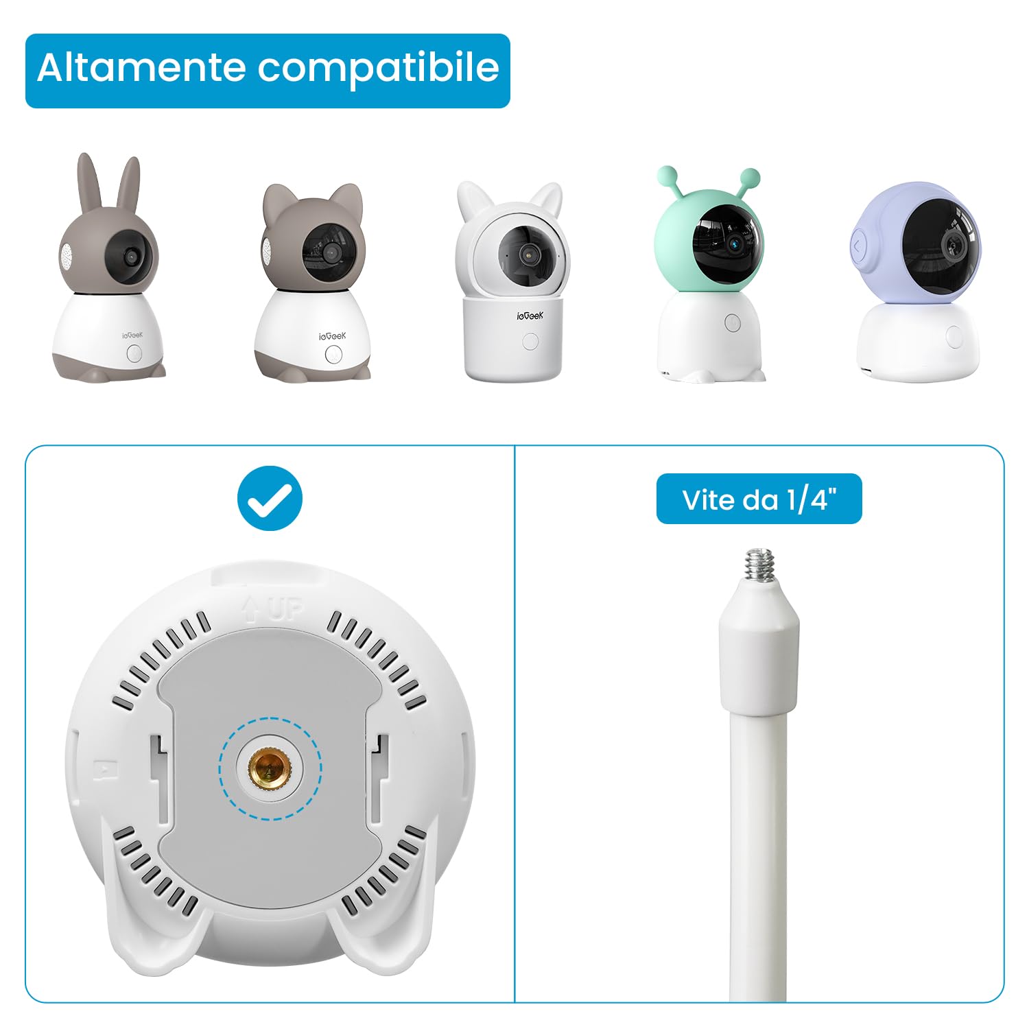 ieGeek Supporto per macchina fotografica, monitor/fotocamera/cellulare/supporto per fotocamera per neonato, flessibile, adatto per lettini, compatibile con Baby 1T/Baby 4/Baby 7S