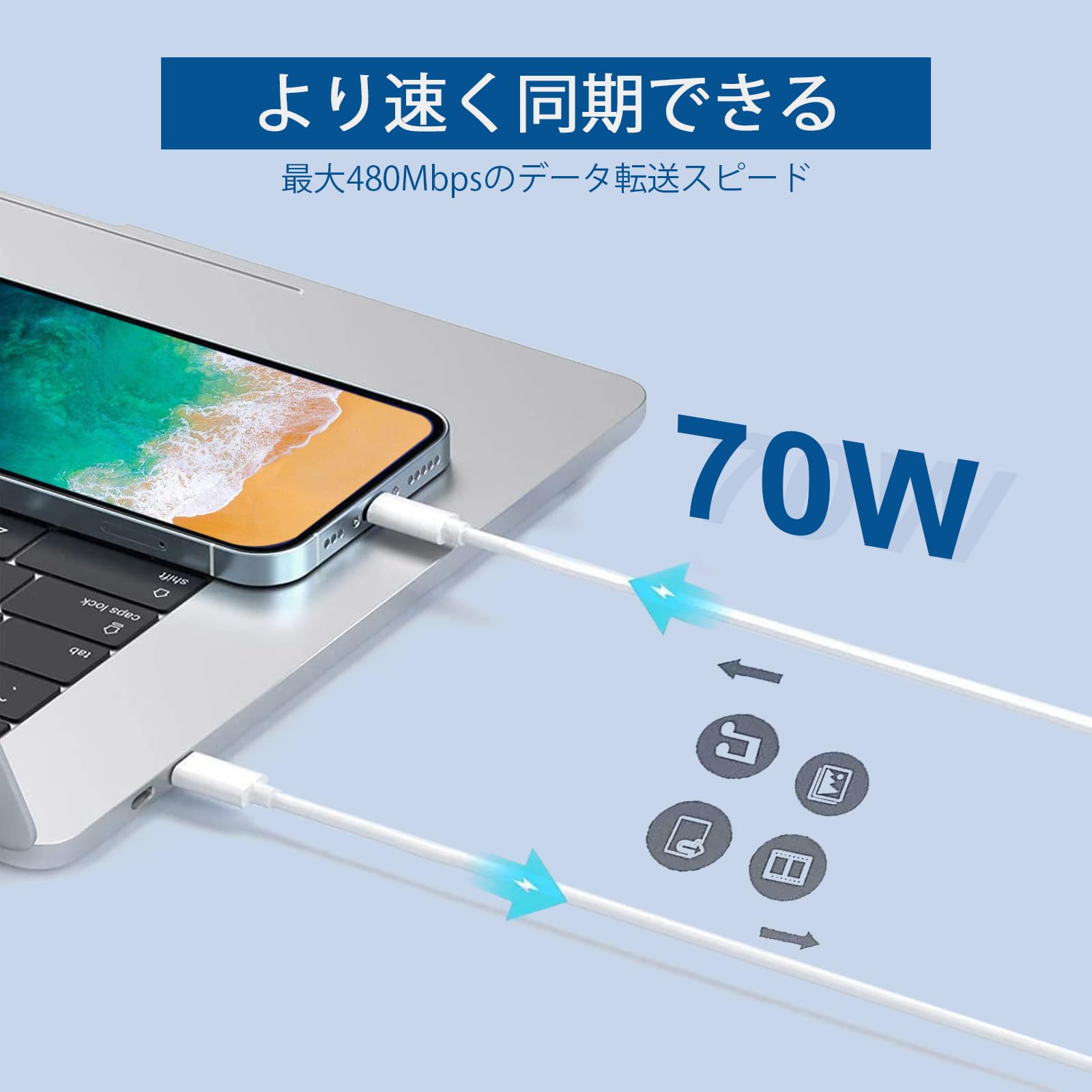MacBook用 70W USB-C電源アダプタ&ケーブル Amazon.com: 70W GaN USB C Charger Compatible with Mac Book Air 13