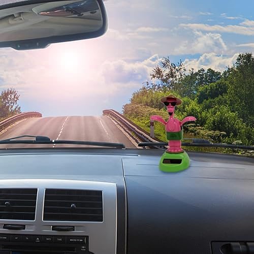 Miniatura 5 de oAutoSjy 3 piezas de decoración de tablero de instrumentos de flamenco con energía solar para decoración de tablero de instrumentos de automóvil,