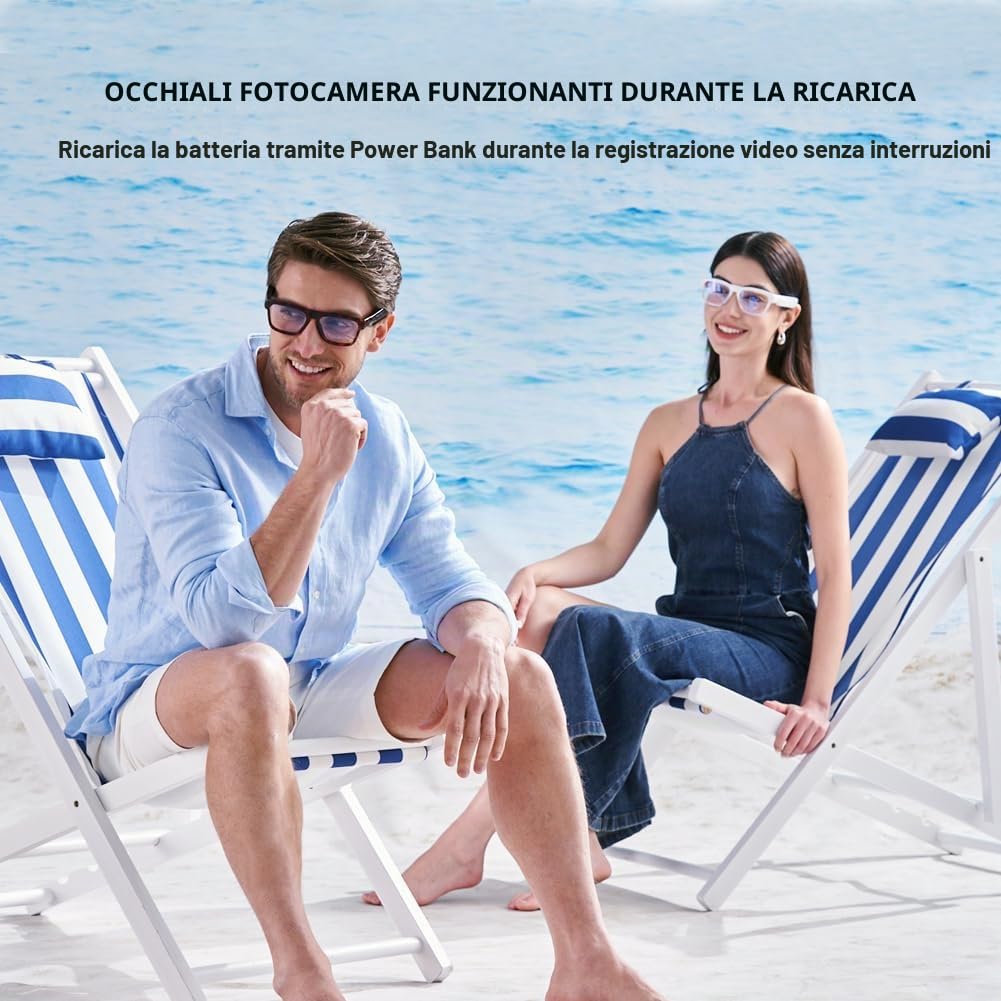 OhO Smart Glasses, occhiali da sole con fotocamera da Bluetooth, con altoparlante aperto, cuffie auricolari, per sport interni ed esterni, protezione UV polarizzata, per uomini e donne,