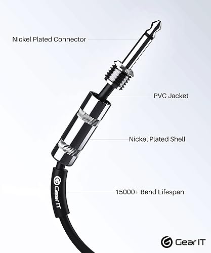 Miniatura 3 de GearIT Cable de altavoz profesional (6 pies), cobre puro 12 AWG, de 14 de pulgada a 14 de pulgada, TS recto macho a macho para amplificador,