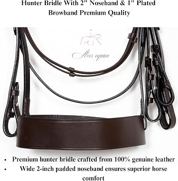 Hunter bridle With 2 Noseband and 1 Plated Browband Premium Quality Brown Colour (SHETLAND)