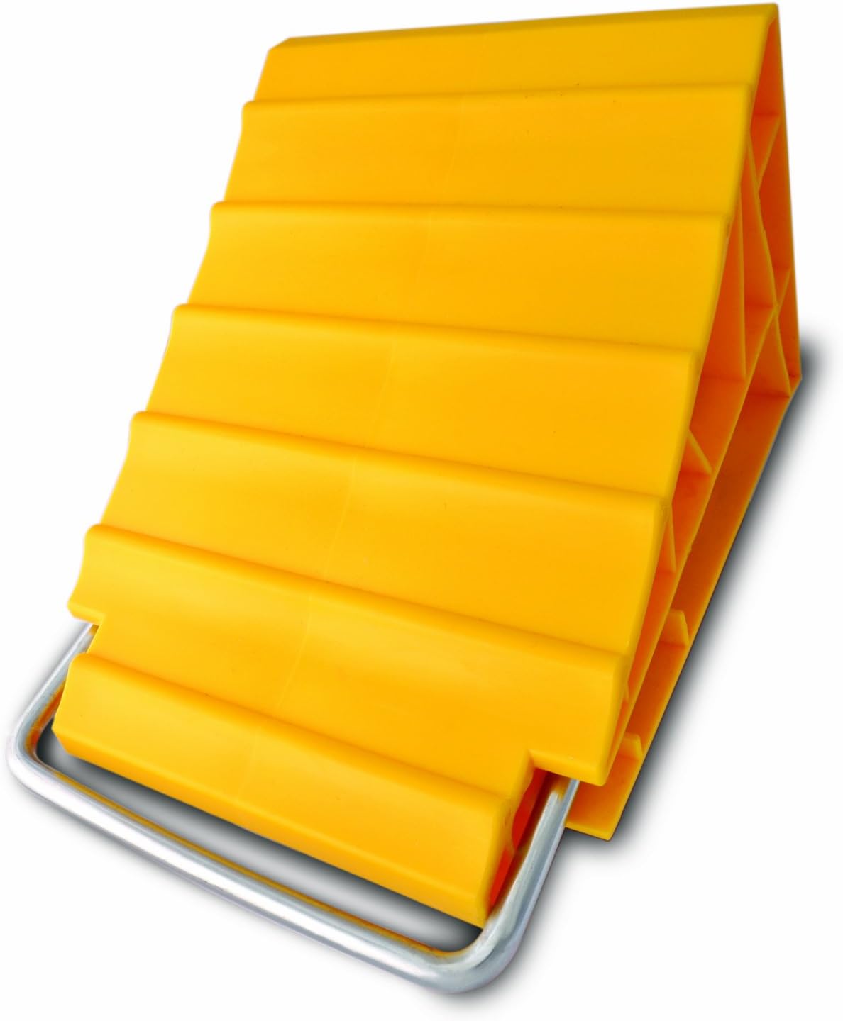 Maxsa 37354 Durable Metal and Plastic Parking Stop and Chock with Rubber Grip Bottom, Yellow