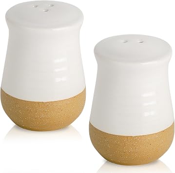 Hasense Salt and Pepper Shakers Set, Ceramic White Salt Shaker for Kitchen Counter, Cute Pepper Shakers, Refillable Spice Shaker Set for Kitchen Counter, Farmhouse Home Kitchen Decor