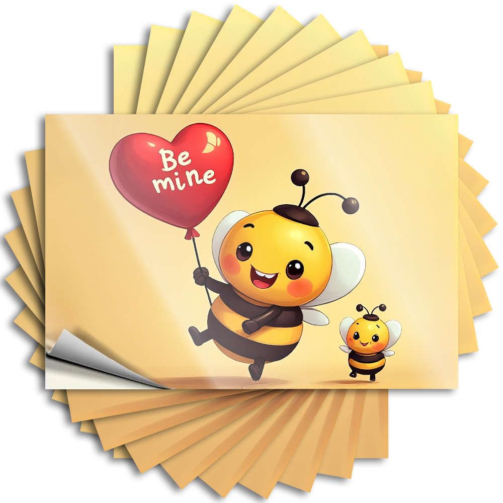 Bumper Waterproof | Happy Case A Bee Holding A Heart-Shaped Balloon with be Mine Written On It. for Texas(12X18CM)