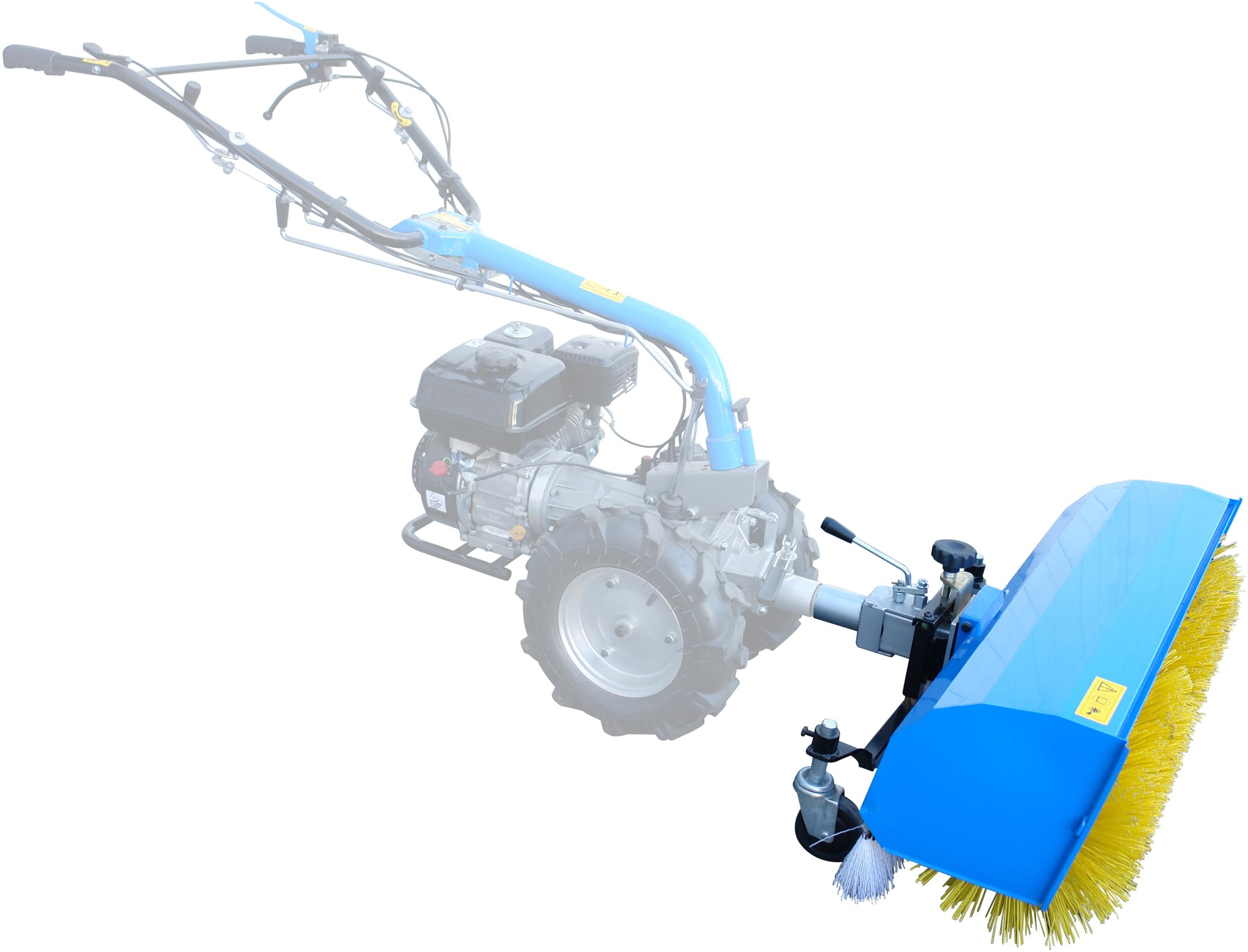Güde Kehrmaschine GKM 900 2in1 (zum Kehren & Schneeräumen, Kehrwinkel & Kehrhöhe verstellbar, Bürstenbreite 900 mm, ø 320 mm, inkl. Kehrgutbehälter, passend zu Motoreinachser GME 6,5 V und GME 6,5 PS)