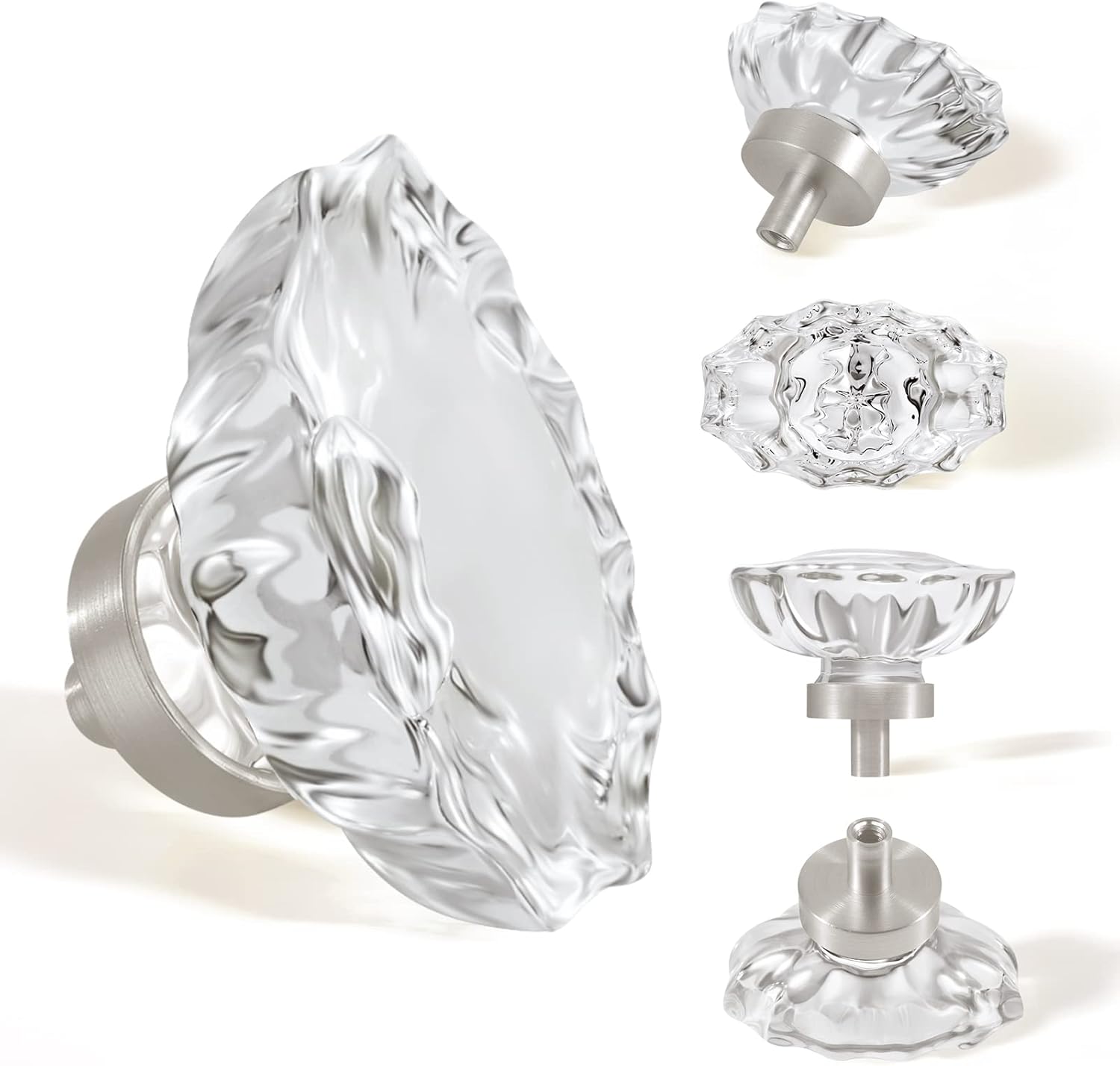 Cabinet knobs Crystal Glass Cabinet Knobs Oval,Vintage Crystal Knobs for Dresser Drawer, Kitchen(Oval, Matte Black, 16 Pack)