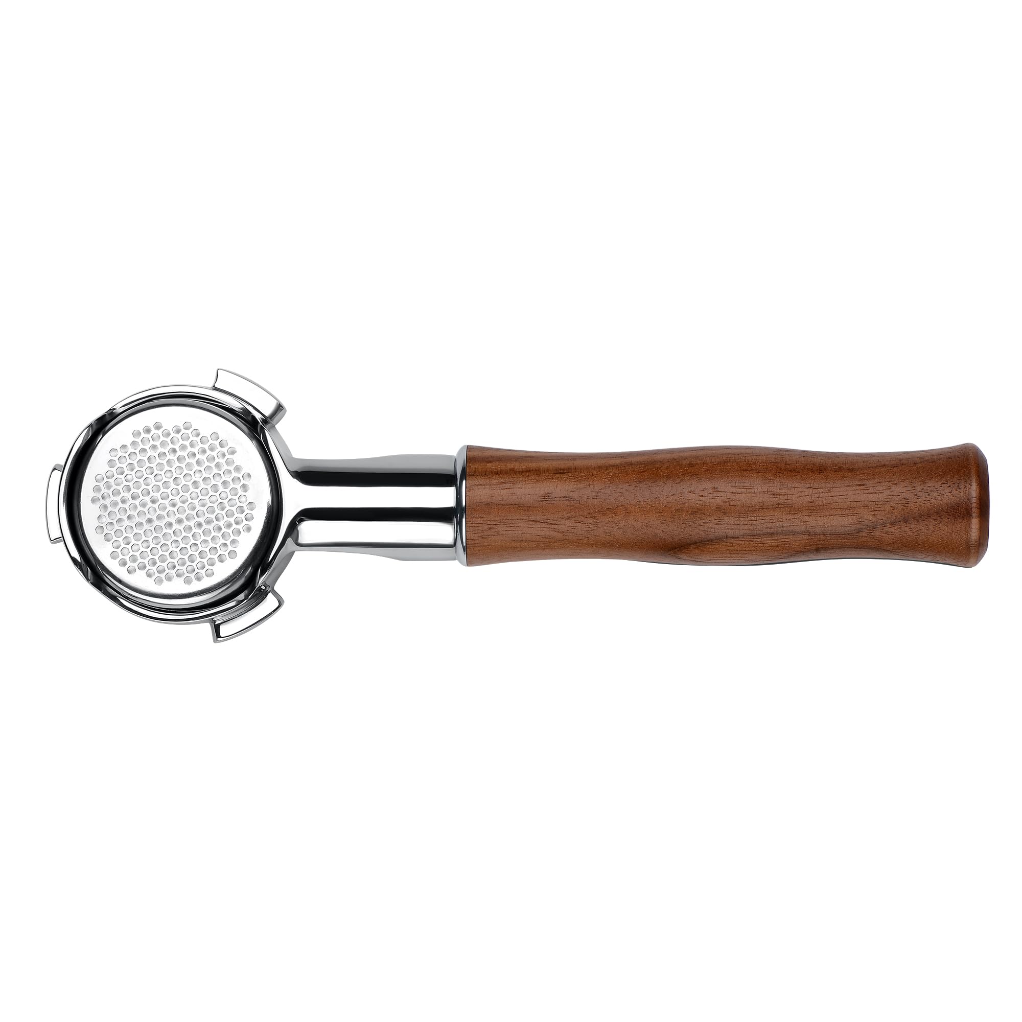 Normcore Portafiltro Silm sin fondo de 51 mm con mango de nogal compatible con máquinas DeLonghi Dedica, SMEG EUPA, mango de nogal americano genuino