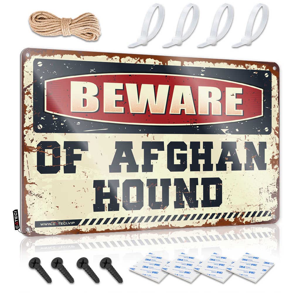 Fzfn Men's Colour Wall Signs Room Door Decor Vintage Style | Beware Of Afghan Hound Inappropriate Soft Bath Home Decor(30X40cm)