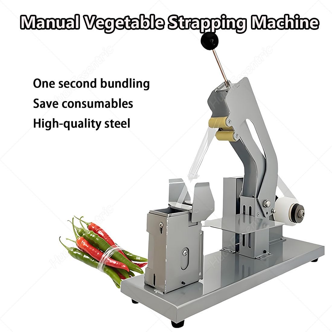 Gemüseverpackungsmaschine, halbautomatischer Bundler für frisches Gemüse und Obst, ergonomischer Griff, Doppelriemen-Fähigkeit, ideal für Schnittlauch und Koriander