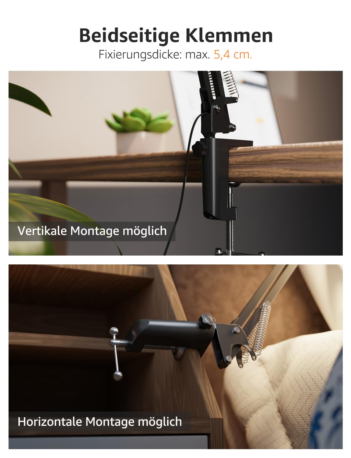 Lepro Schreibtischlampe Retro, Klemmbare Tischlampe E27, LED Büro Leselampe Nachttischlampe Verstellbare, Gelenk-Arm, schwenkbar, Tageslichtlampe Schreibtisch leuchte, HxBxT: 38 x 15 x 27cm, Schwarz