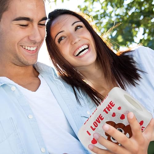 Miniatura 3 de Cheerin Divertido rollo de papel higiénico para el día de San Valentín con caja de regalo, regalo divertido de broma de emoji para el baño, papel