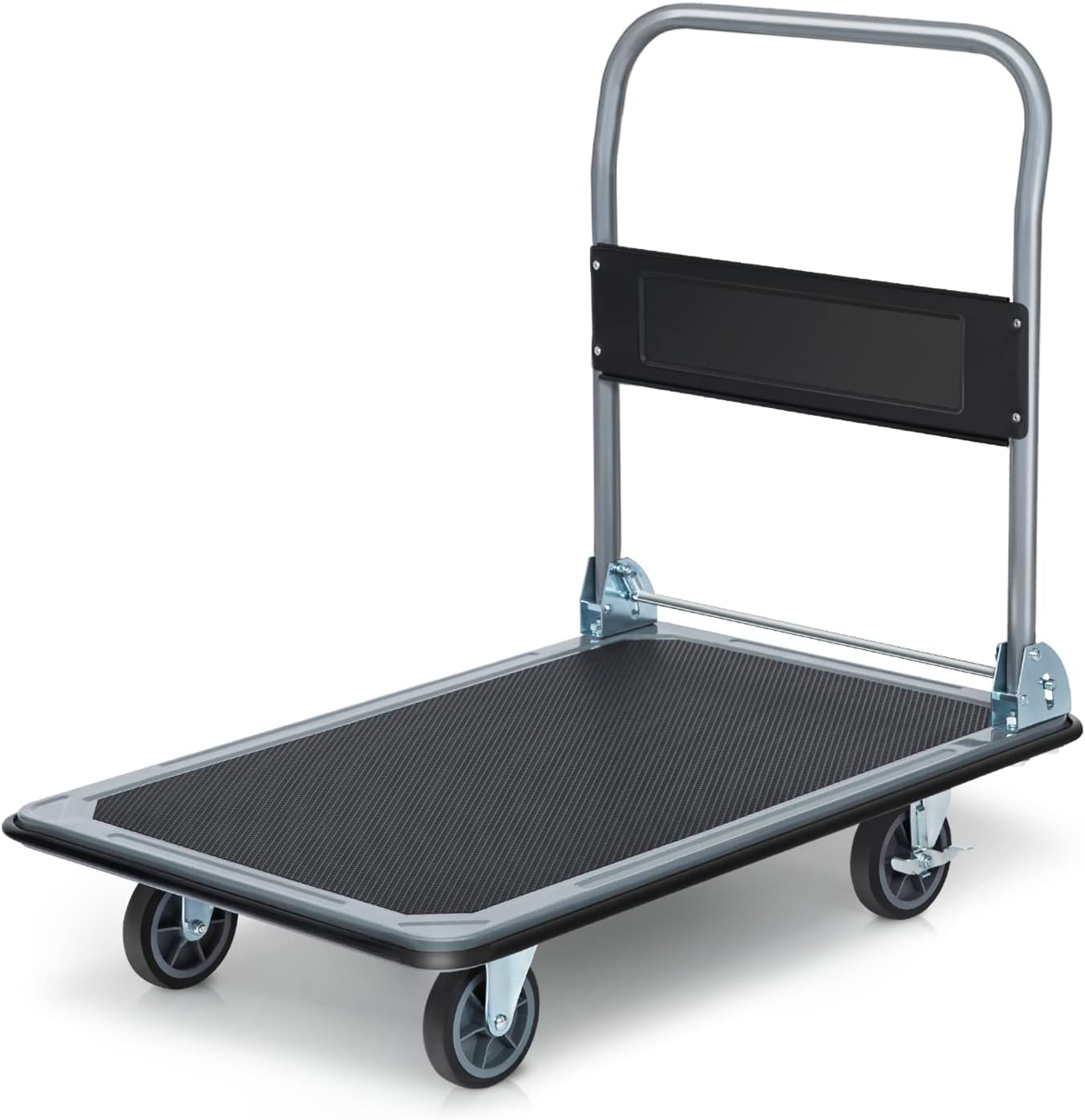 Magshion Platform Hand Truck Cart, High Carbon Steel Folding & Rolling Flatbed Cart with 4 Heavy-Duty Casters Load Capacity 661LBS for Home, Office Loading (Black)