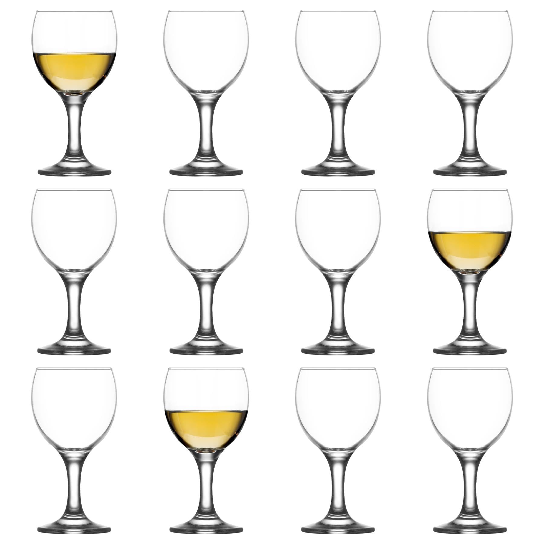 LAV 12x 170ml Misket Verres à Vin Blanc - Petit Lave-Vaisselle Verre Mariage Noël Anniversaire Fête Buvant Verrerie Gobelet Cadeau Ensemble