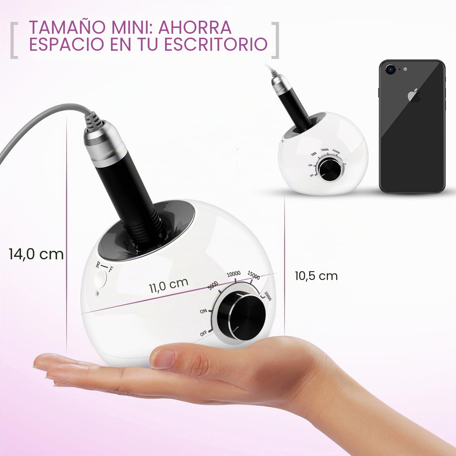 Torno para Uñas Profesional 35000 RPM, AZ GOGO Torno para Uñas de Gel y Acrílico, Lima Eléctrica para Uñas con 7 Brocas, Velocidad Ajustable, Set de Manicura y Pedicura Eléctrico para Salón DIY