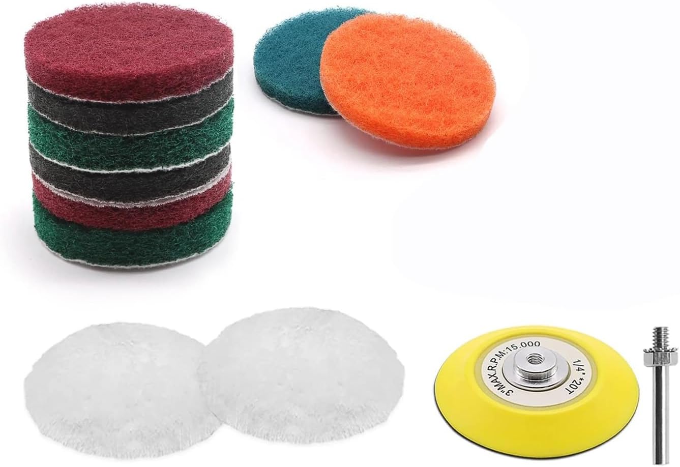 ZVHZQEMMT 3 Inch Power Scrub Pads Drill Attachment 11 Pcs Scouring Pads for Cleaning Metal Carpet Tub Grill and Tiles Lucky