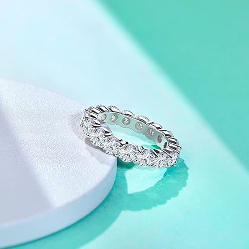 Miniatura 3 de AnuClub Moissanite Eternity Ring, RoundEmeraldPrincess Cut 5cttw D Color 925 Sterling Silver Wedding Band Rings for Women