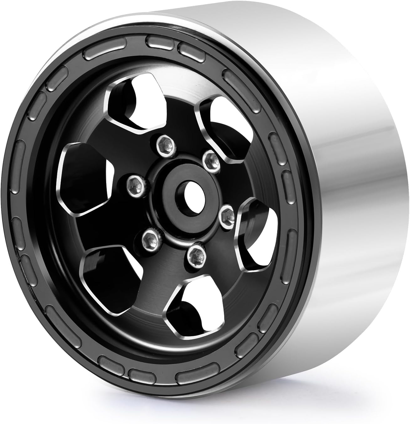 1.3 Beadlock Wheel Rims - 4PCS CNC Aluminium 1.3" Beadlock Wheel Rim 75g/Set 6-Spoke Wheel Hub for Tra-xxas Axial TRX4M SCX24 Redcat Ascent-18 1/24 1/18 RC Crawler Car Upgrades (Black)