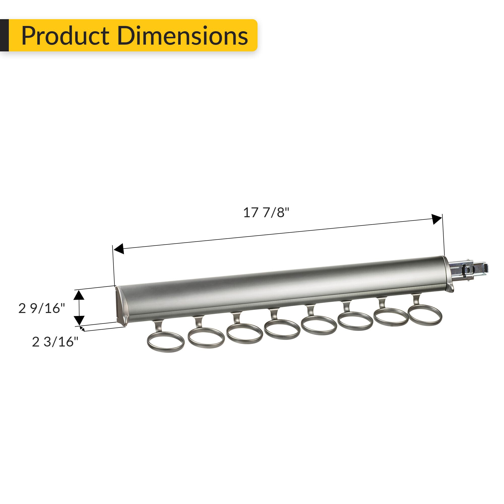 Brixwell QIJZ-007 Scarf Rack, 8 Hook with Full Extension Slide Slate Finish