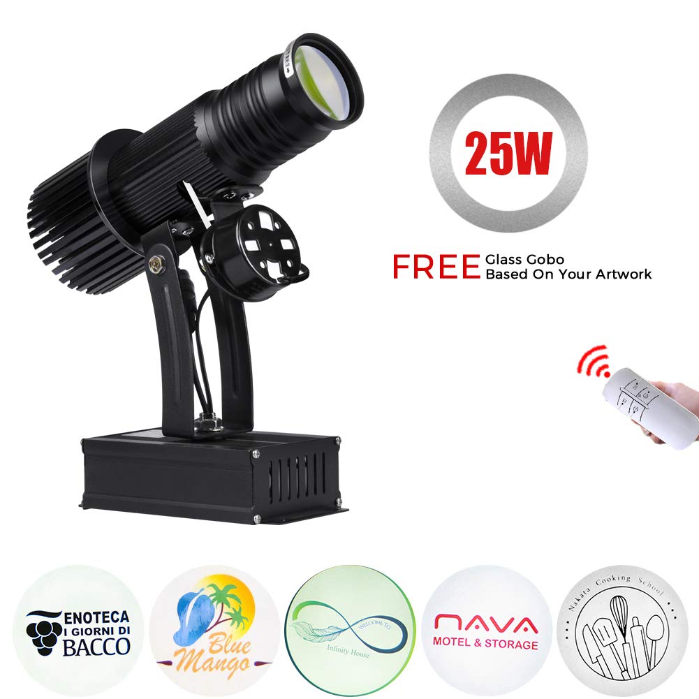 WUZHENG GOBO Light Logo Proyector Light 25W LED GOBO Projector Advertising Logo Light para Tienda Wedding Event Advertising,Black,Indoor