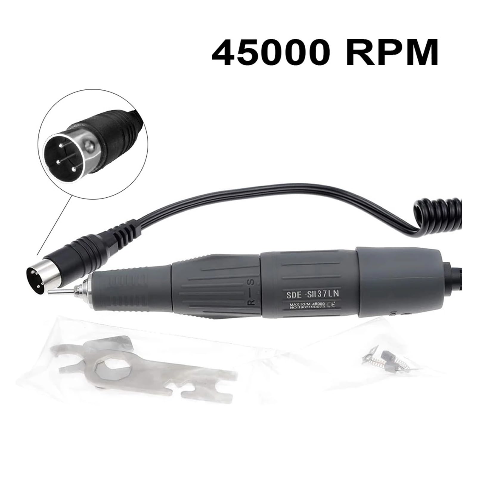 Manipolo elettrico professionale for levigatrice for unghie da 45000 e 35000 giri/min, trapano con penna for micromotore, 2,35 mm(SDE-H37LN 45000RPM)