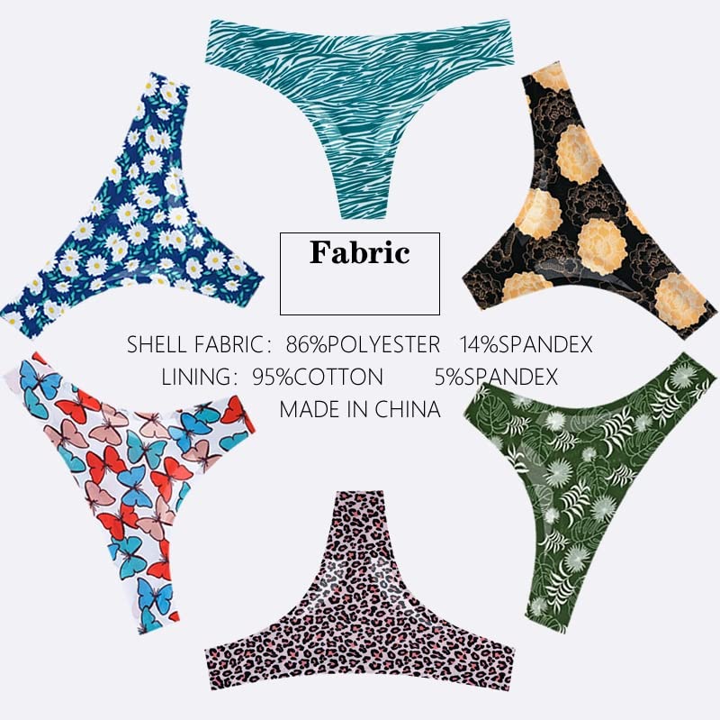 Mutande 6 Pack Women Sports Senza Soluzione di continuità Ice Silk Thong di Seta, Plus Size