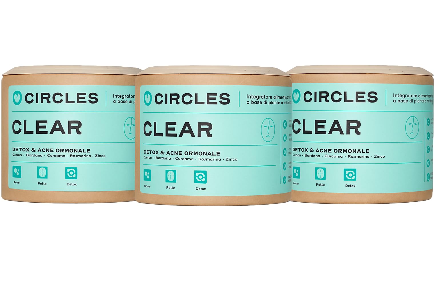 Circles Zinco Integratore contro Acne e Brufoli Compresse Vegan – CLEAR Detox per Viso e Corpo - con Bardana, Ortica e Rosmarino - Supporto Acne Ormonale Adulti