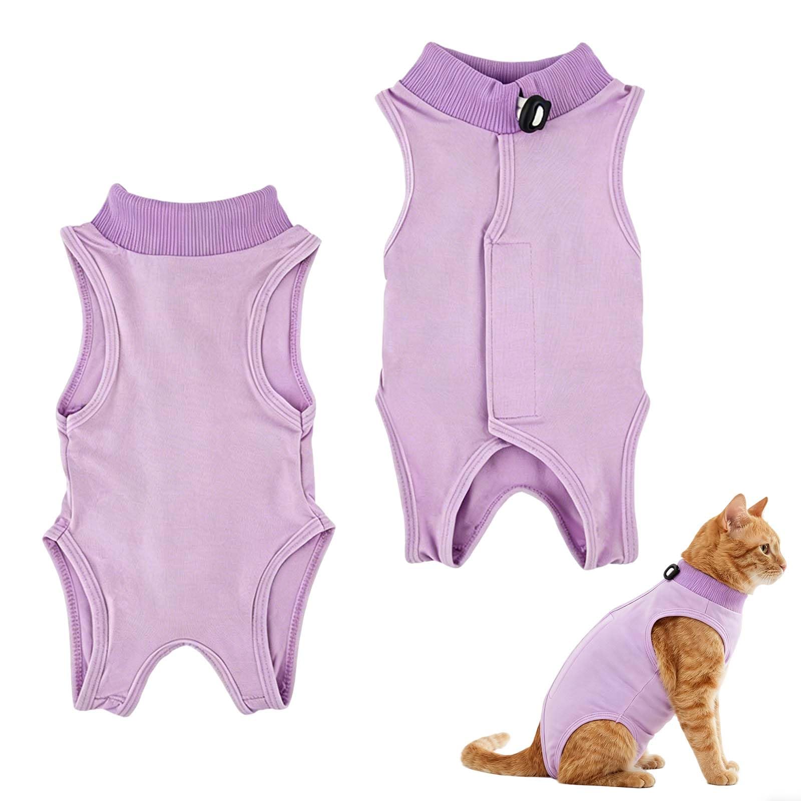 2-Pack Small Cat Recovery Suit for Abdominal Wounds, Breathable Cat Onesie Post Surgery, Spay/Neuter Recovery Suit for Female Cats, Skin Wound Care Protection (Size S)