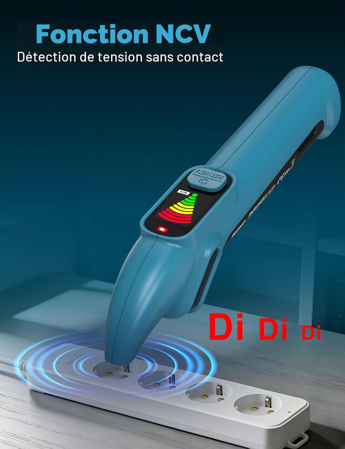 DURFICST Détecteur de Fusibles Testeur de Prises GFCI/RCD 198-264V NCV | Détecteur de Circuit Électrique avec Double Écran LCD, Alarme Sonore pour la Maison/l'atelier, Étui de Transport Inclus