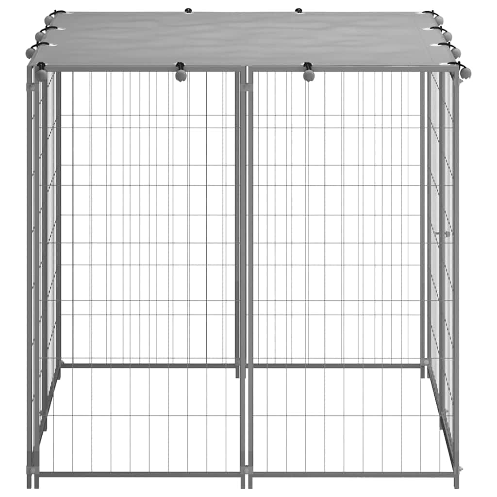 vidaXL Perrera de Acero Plateado 10x110x110 cm Jaula Perro Cachorro Mascota