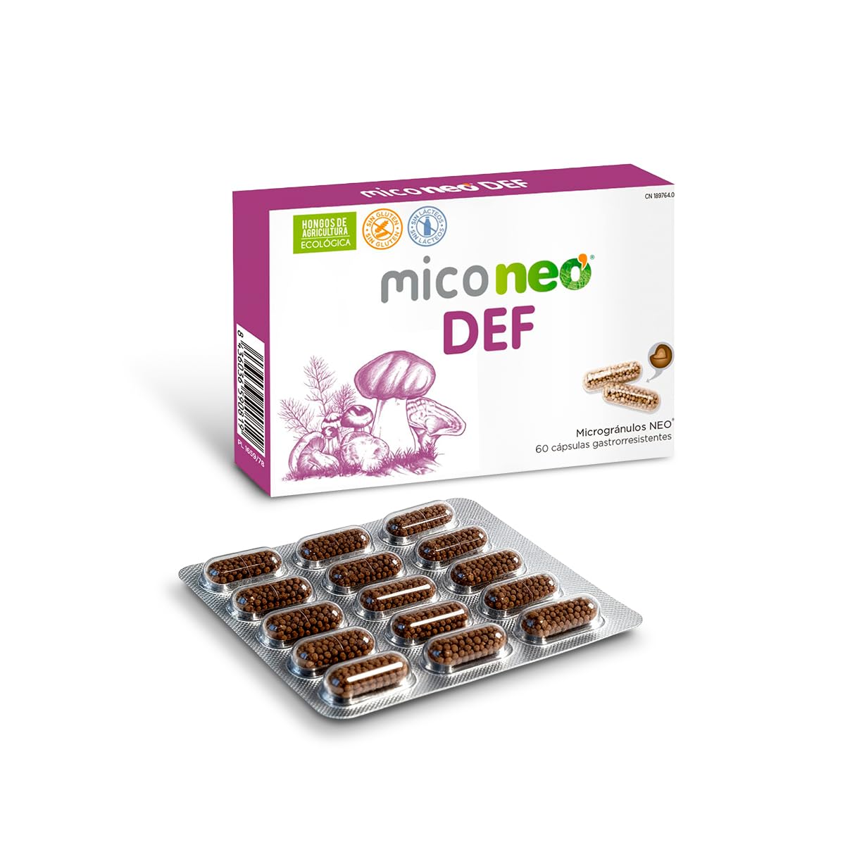 MICO NEO | DEF | 60 Cápsulas | Suplemento Alimenticio de Hongos Naturales Para Mejora de Las Defensas | Con Reishi, Shiitake, Maitake, Cordyceps, Champiñón del Sol y Uña de gato