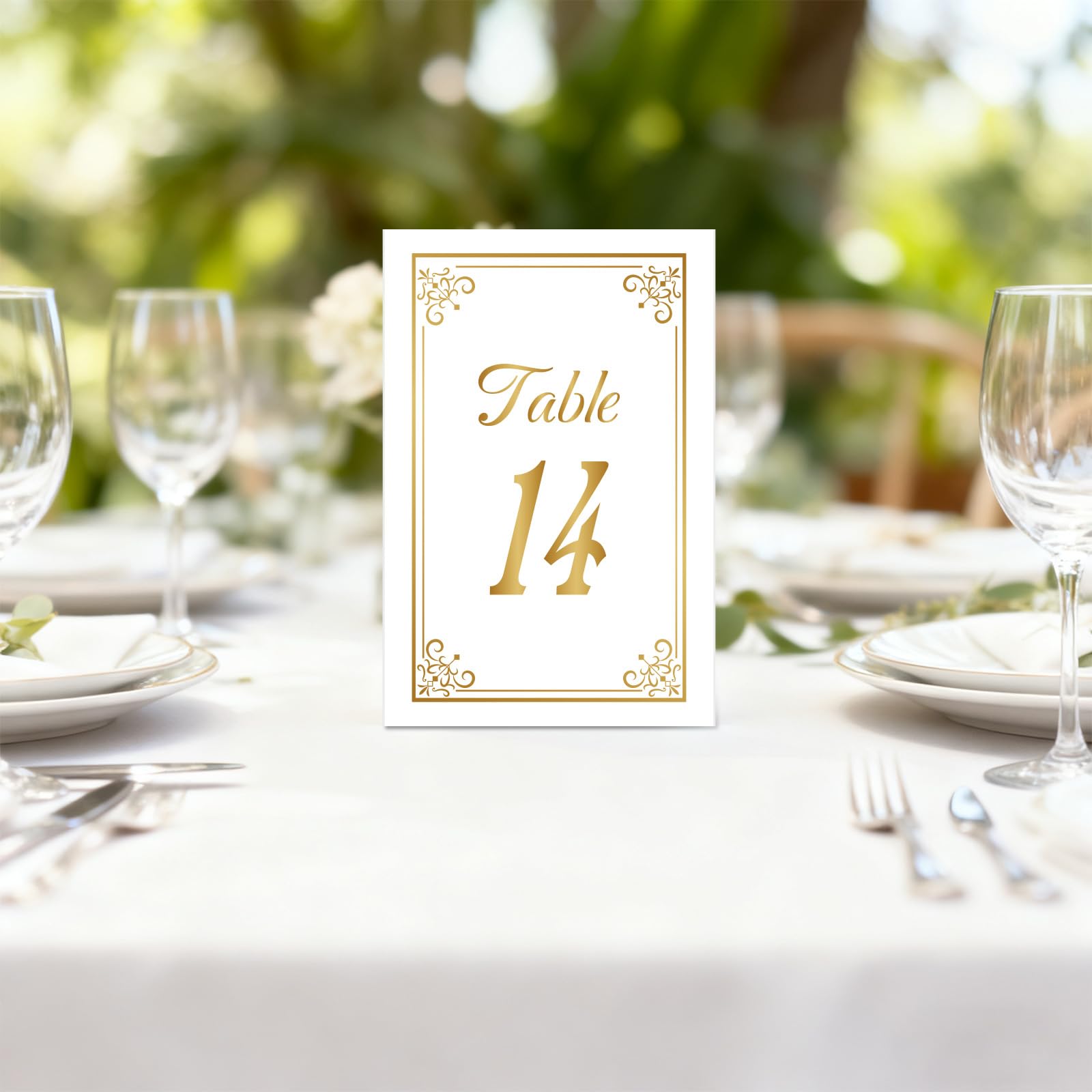 21pz Numeri da Tavolo Matrimonio in Oro, Delicati Numeri Tavolo in Lamina d'Oro Bifacciali 1-20 Cartelli per Ricevimenti Nuziali Ideali per Feste Matrimonio e Banchetti (Stile Floreale)