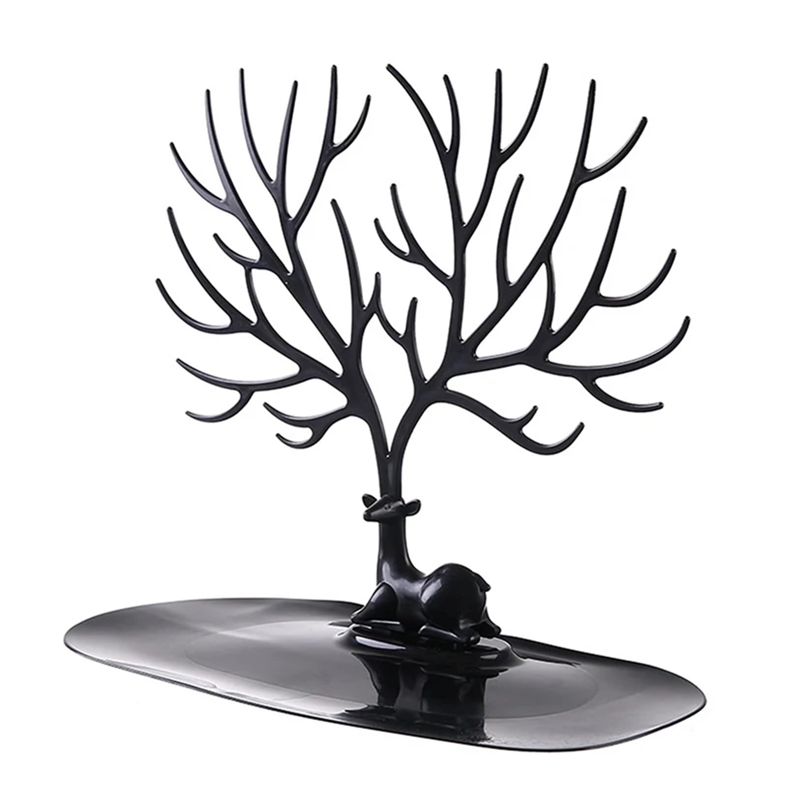 Zymjzbetic Jewellery Tree Jewelry Display Stand Tray Tree Storage Racks Earrings Necklaces Rings Boxes Case Desktop Organizer(Black)