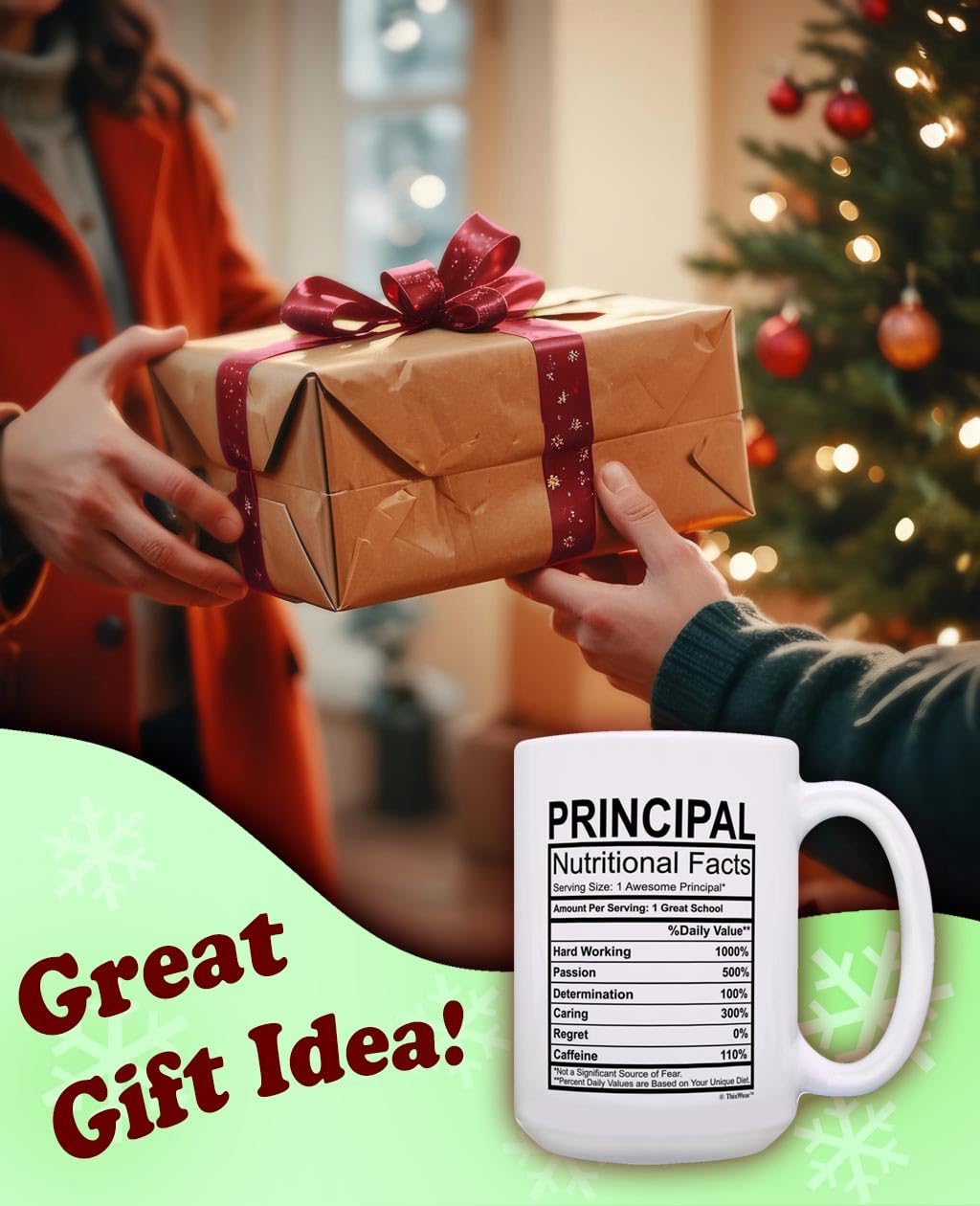 ThisWear Principal Appreciation Gifts Principal Nutritional Facts Mug Best Principal Gifts for Women or Men 15-oz Coffee Mug Tea Cup 15 oz White
