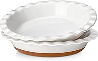 MALACASA TARA Ceramic Pie Pan Set of 2 - 9 Inch Deep Dish Nonstick Quiche Plates, Scratch-Resistant Stoneware for Apple Pie & Pot Pie