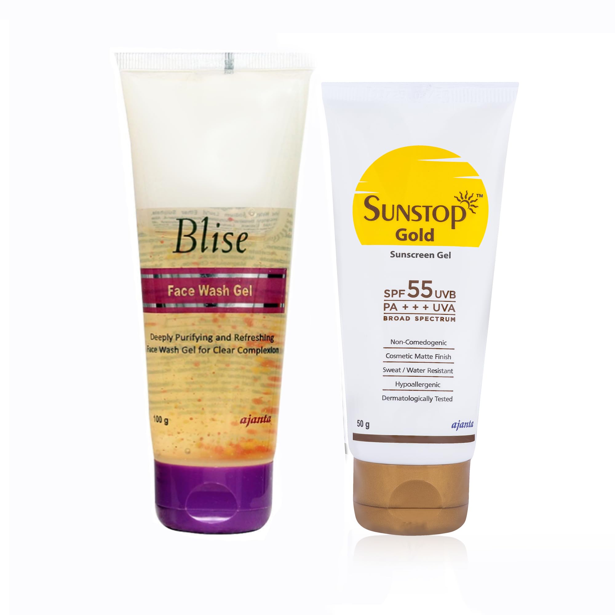 Blise Deeply Purifying & Refreshing Face Wash Gel 100g + Sunstop Gold Sunscreen Gel SPF 55 PA+++ Matte Finish Sweat & Water Resistant 50g Combo | Clear Complexion Cleanser & Heavy-Duty Active Shield-image-5