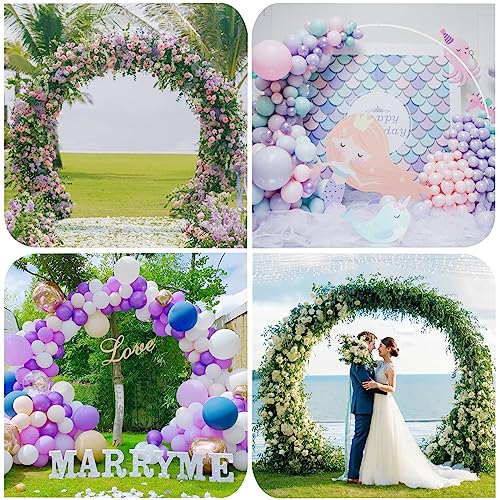 Image of Putros Round Backdrop Stand 8ft, Round Balloon Arch Stand White Circle Arch