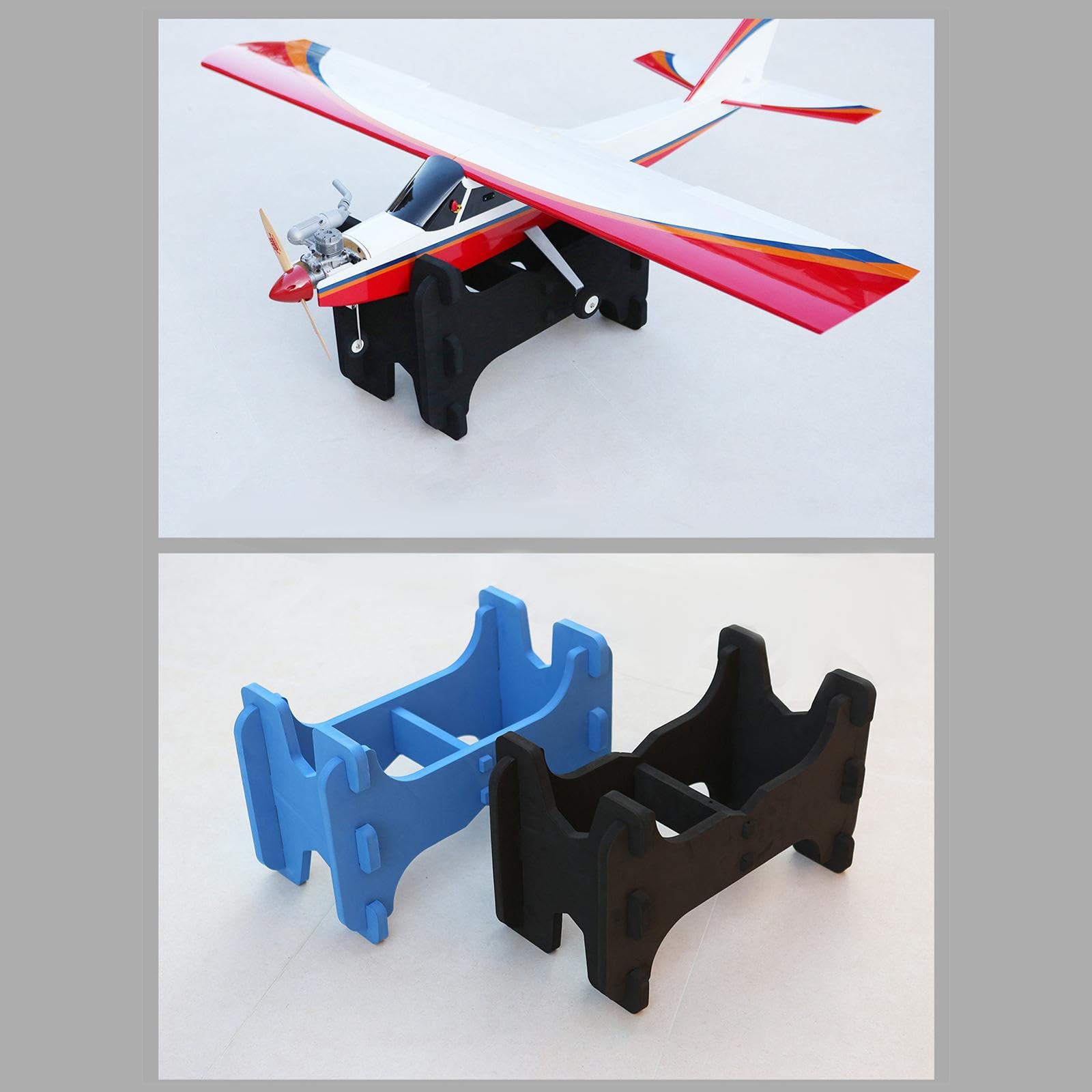 TISHITA RC Flugzeug Modell Ständer Eva Schaum Halter Doppelte Schlitze Flugzeug Unterstützung Flugzeug Gestell Abnehmbar für Reparatur Wartung RC Hobby Innen, Schwarz