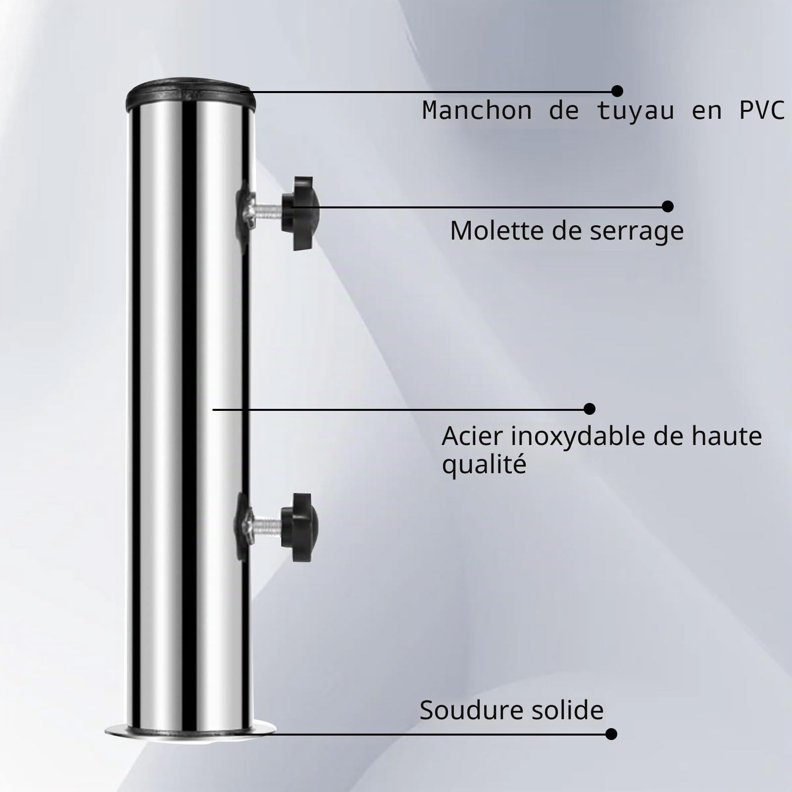 Pied de Parasol,Colonne de Base de Parasol Pour Granit,Colonne de Parasol Universelle Avec Anneau RéDucteur En 3 Parties (48/38/32 Mm),Supports de Manchon de Parasol,Colonnes de Parasol de Jardin