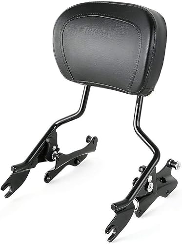 Miniatura 5 de Respaldo de barra desmontable negro brillante con accesorios de acoplamiento de 4 puntos para Harley Touring Road King, Road Glide, Street Glide,