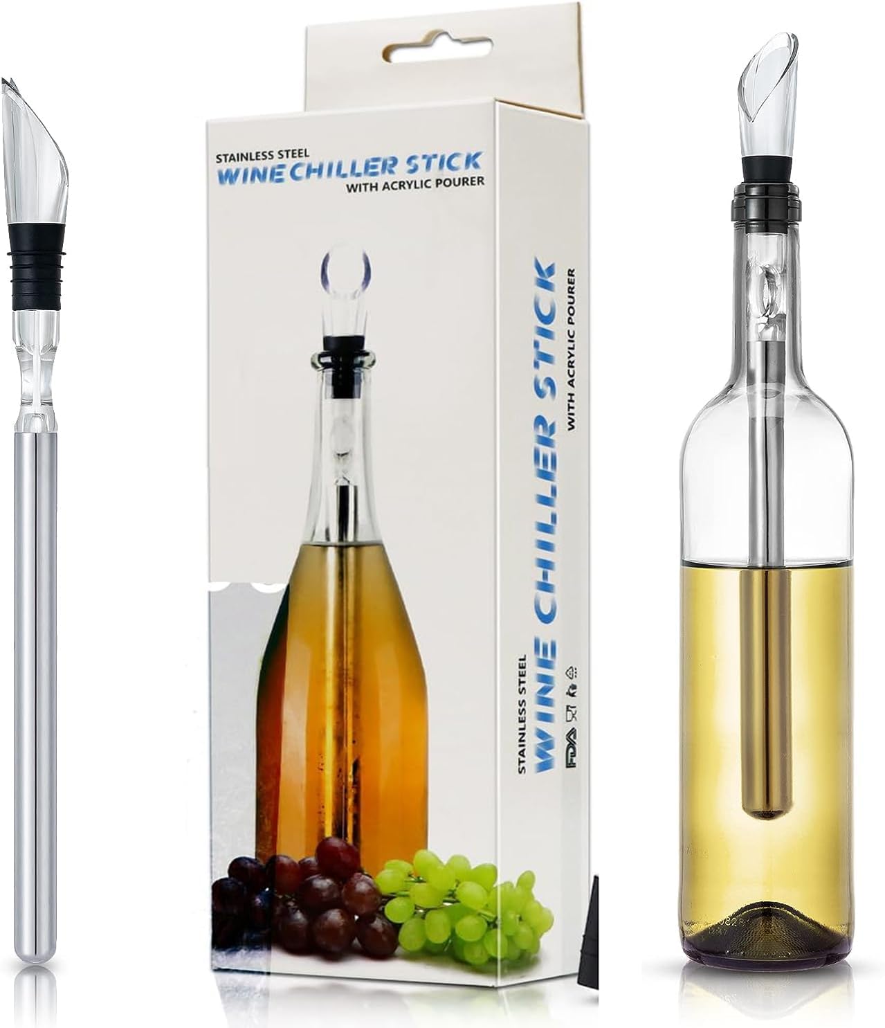 3 in 1 Wine Cooler, Wine Bottle Chiller Stick with Pourer & Aerator