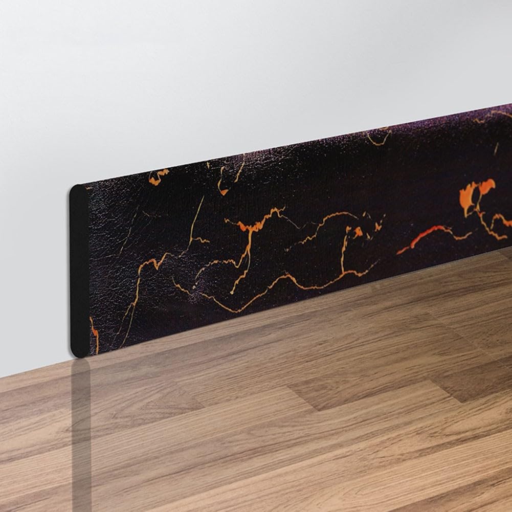 Oceanlend Self-Adhesive Marble Patterned Skirting Board, Marble Patterned Skirting Board, for Wall Corners, Table Edges, Kitchen Counters, and Gas Pipe, 8 * 200cm(Black Texture)