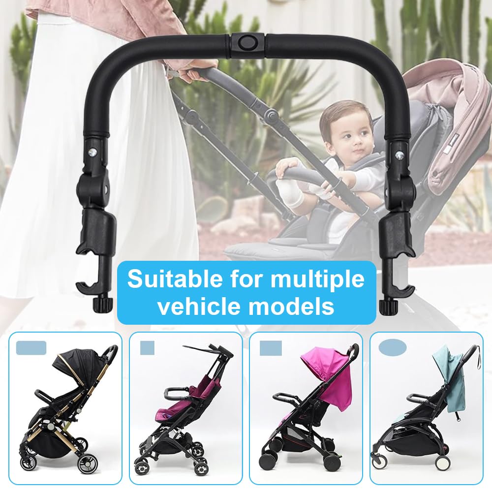 Bracciolo Per Passeggino, 37x25cm Universale Passeggino Paraurti Bar, Barra Paraurti Per Passeggino, Maniglione Per Passeggino Regolabile E Rimovibile, Passeggino Parti Accessori(Nero)
