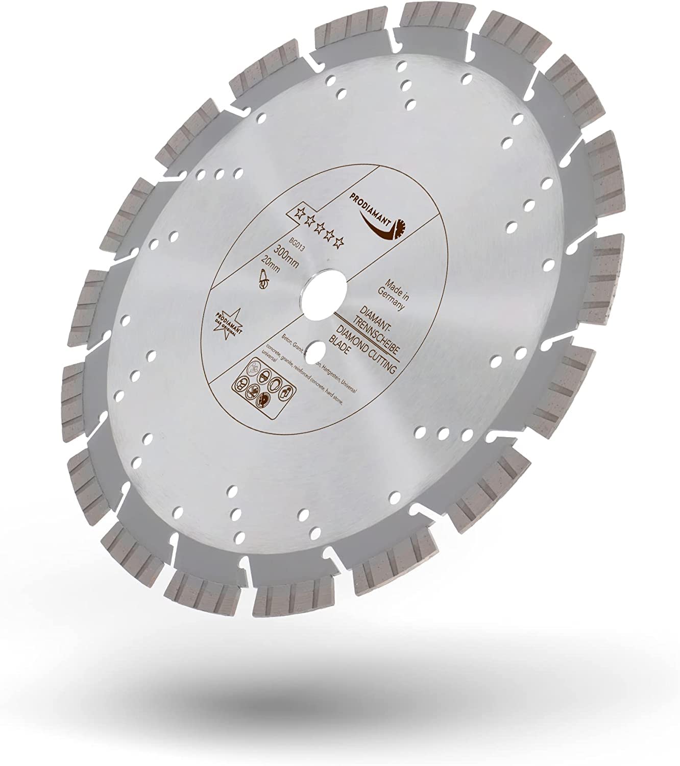 PRODIAMANT disco de corte de diamante profesional granito de hormigón Oxx 300 mm x 20 mm Fabricado en Alemania soldado por láser